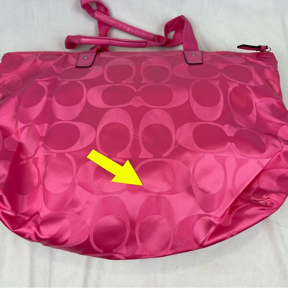 Coach Getaway Signature Fuchsia Nylon Large Packable Weekender Tote Bag F77321 - Picture 8 of 16